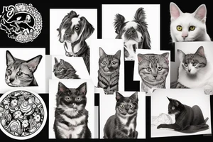Dog and cat tattoo idea