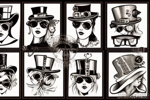 steampunk glasses and hat tattoo idea