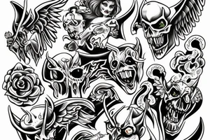 Two devilish angels tattoo idea