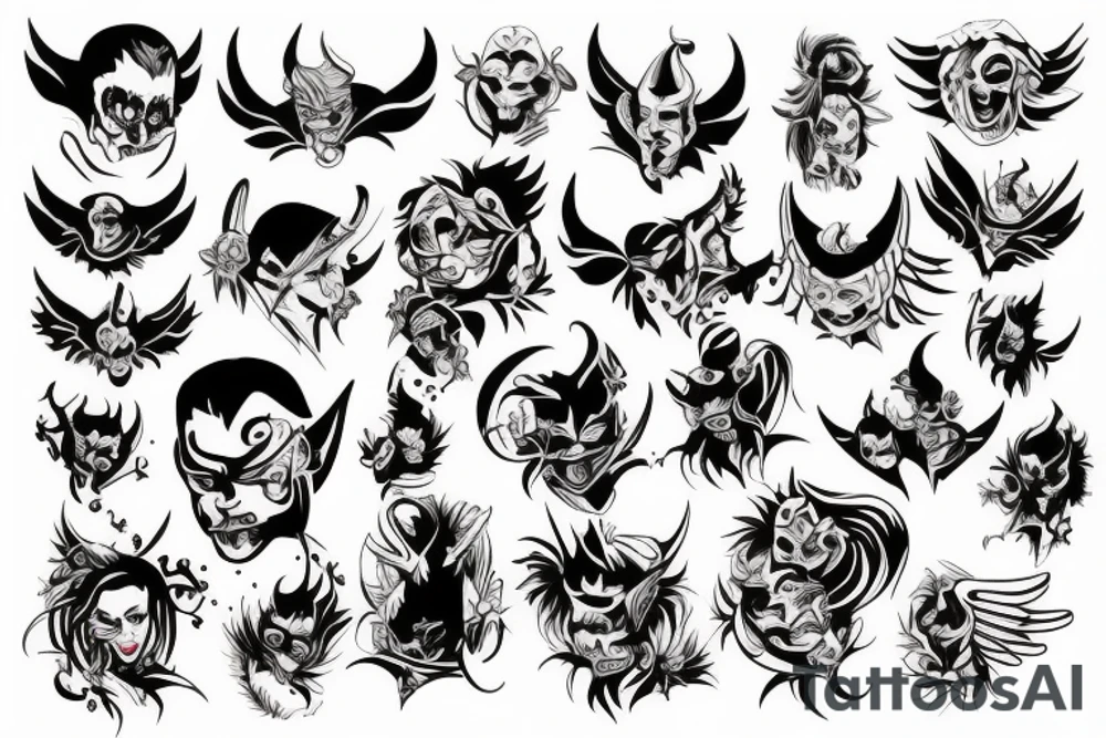 Two devilish angels tattoo idea