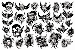 Two devilish angels tattoo idea