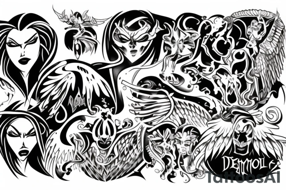 A demon with the appearance of an angel tattoo idea