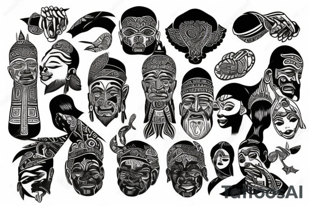Ethnic figures tattoo idea