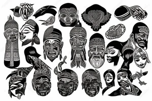 Ethnic figures tattoo idea
