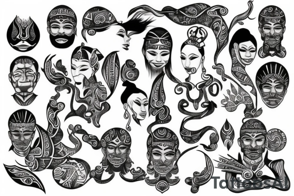 Ethnic figures tattoo idea