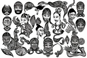Ethnic figures tattoo idea