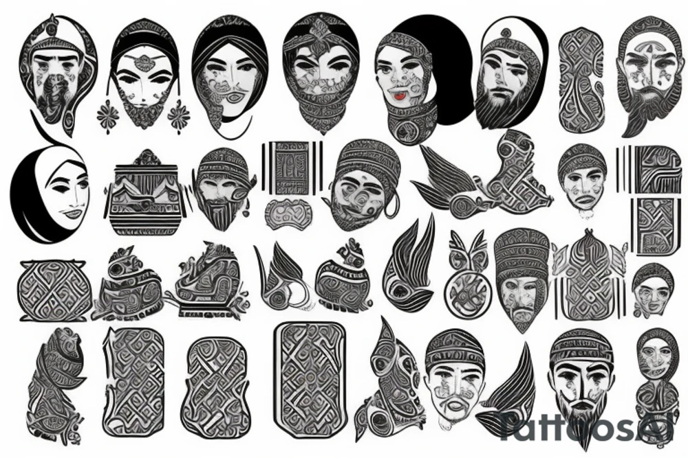 Middle eastern Ethnic figures tattoo idea