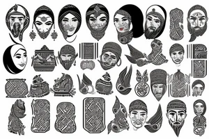 Middle eastern Ethnic figures tattoo idea