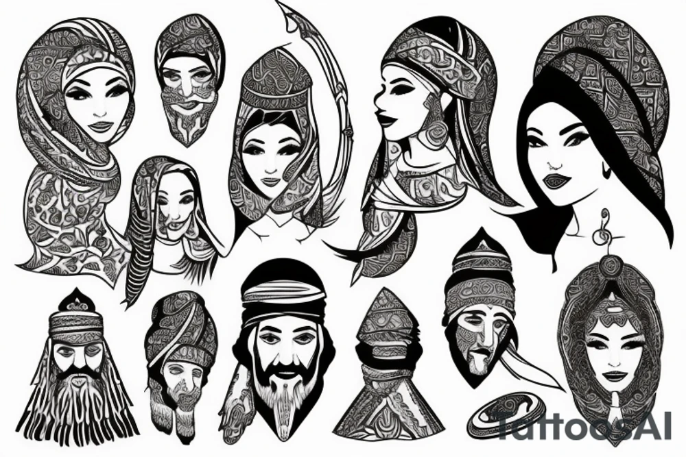 Middle eastern Ethnic figures tattoo idea
