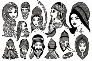 Middle eastern Ethnic figures tattoo idea