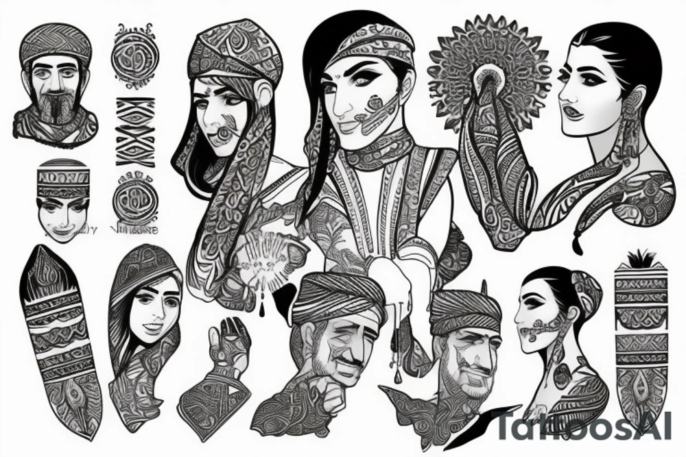 Kurdish Ethnic figures tattoo idea