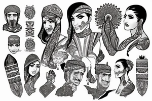 Kurdish Ethnic figures tattoo idea