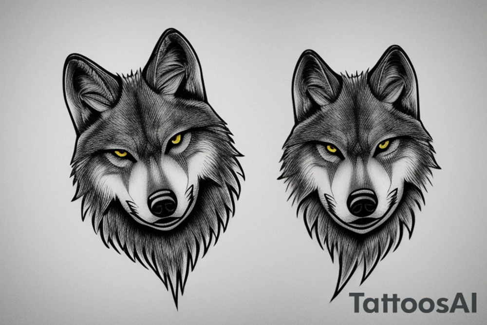 Grumpy wolf realistic gray smirk snarl tattoo idea