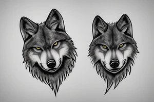 Grumpy wolf realistic gray smirk snarl tattoo idea