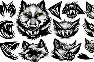 Grumpy wolf teeth tattoo idea