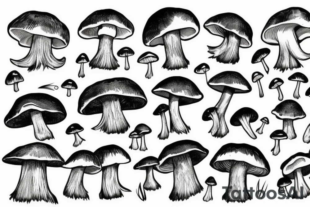 Mushroom in forest tattoo idea