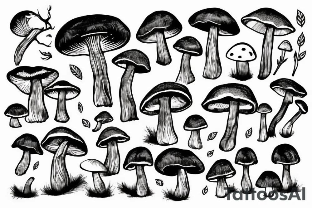 Mushroom in forest tattoo idea