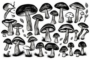 Mushroom in forest tattoo idea