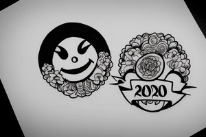 smily face and disk and 2020-2022 tattoo idea