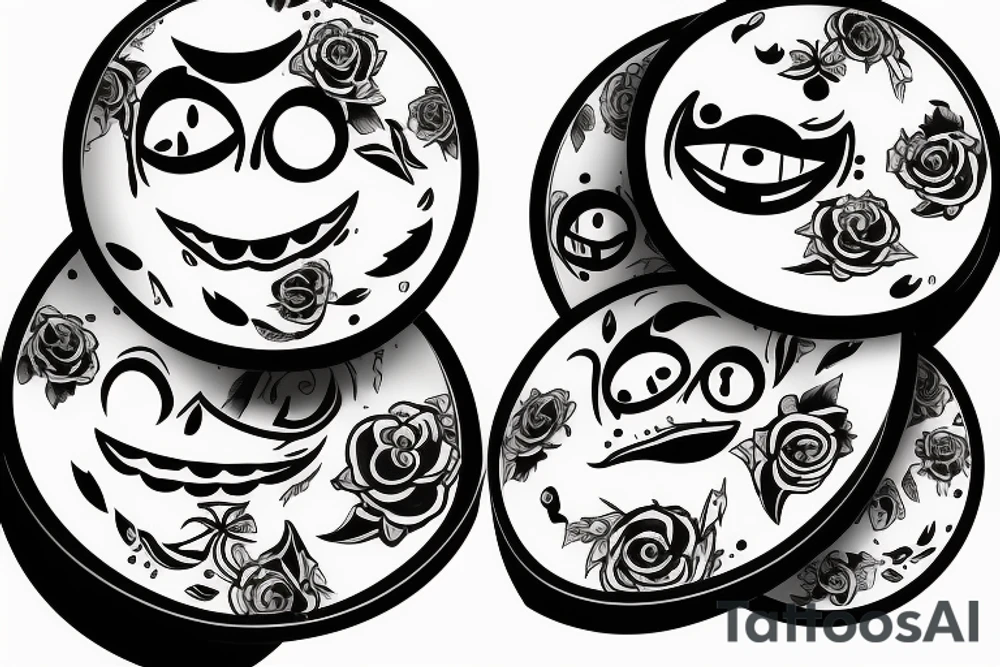 smily face and disk and 2020-2022 tattoo idea