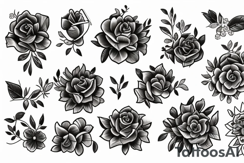 summer floral bouquet tattoo idea
