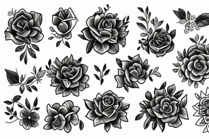 summer floral bouquet tattoo idea