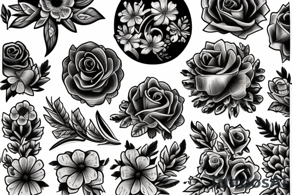 summer floral bouquet tattoo idea
