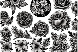 summer floral bouquet tattoo idea