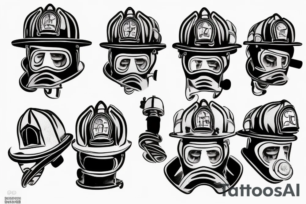 Fireman helmet with flames tattoo idea