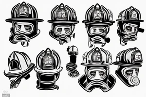 Fireman helmet with flames tattoo idea