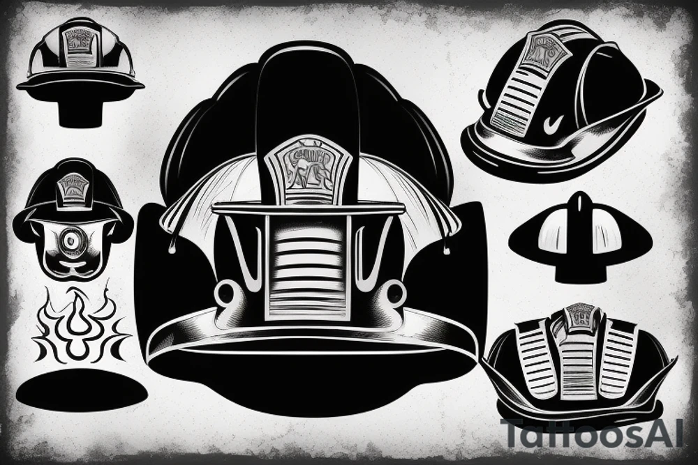 Fireman helmet with flames tattoo idea