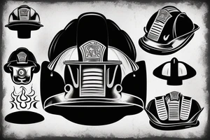 Fireman helmet with flames tattoo idea