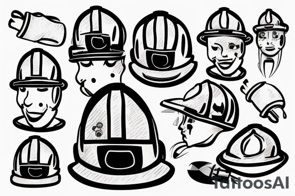 Firemanhelmet with flames around tattoo idea