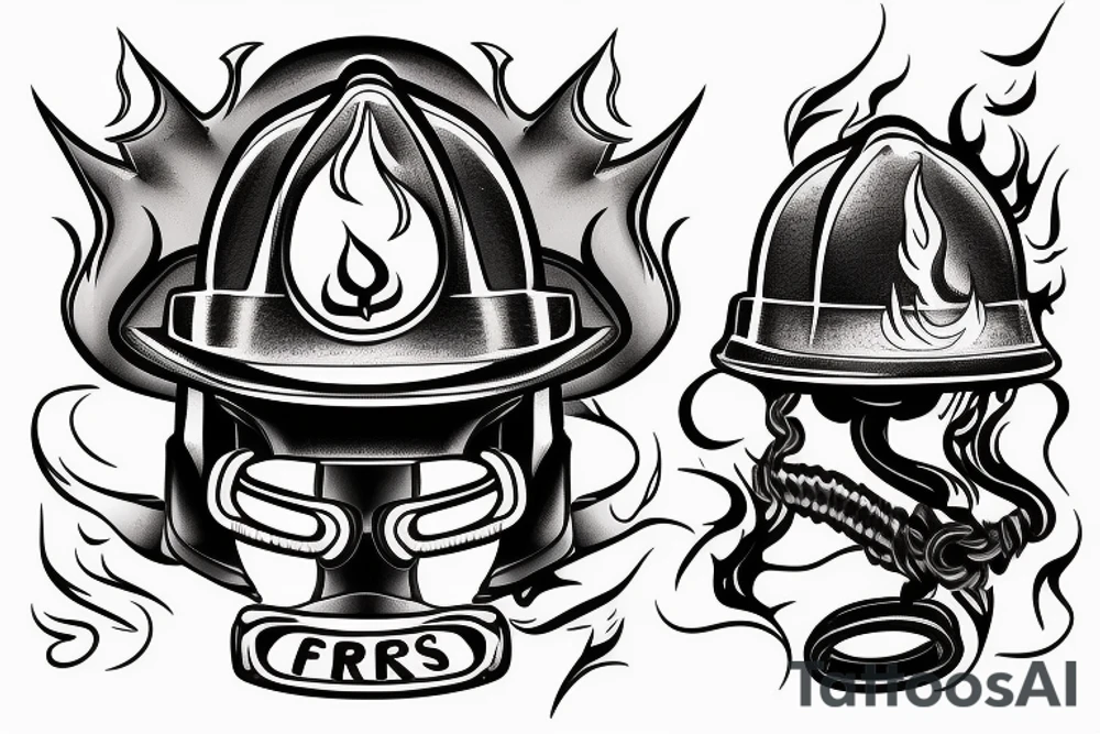 Firemanhelmet with flames around tattoo idea