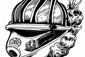 Firefighterhelmet with flames around and gear tattoo idea