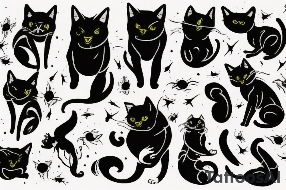 Shadow dog and shadow cat fighting tattoo idea