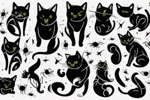 Shadow dog and shadow cat fighting tattoo idea