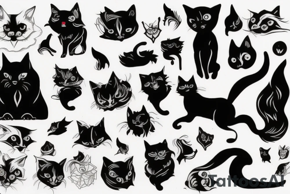 Shadow dog and shadow cat fighting tattoo idea