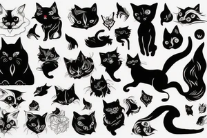 Shadow dog and shadow cat fighting tattoo idea