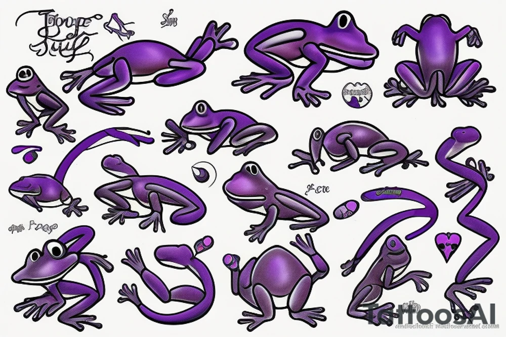 purple Frog surfing tattoo idea