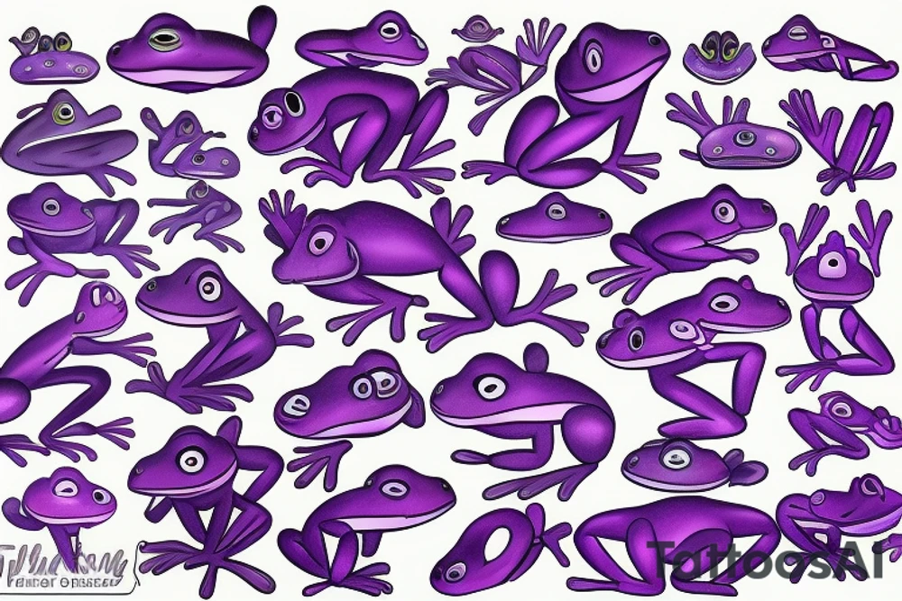 purple Frog surfing tattoo idea