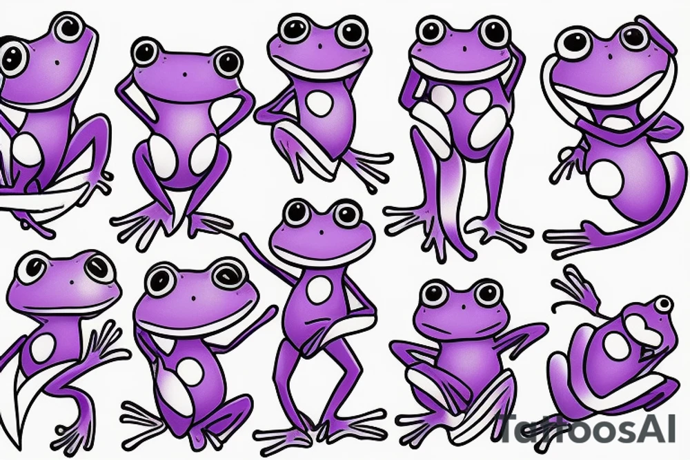 purple Frog on a surfboard tattoo idea