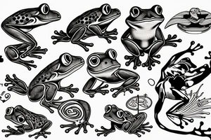 Frog surfing tattoo idea