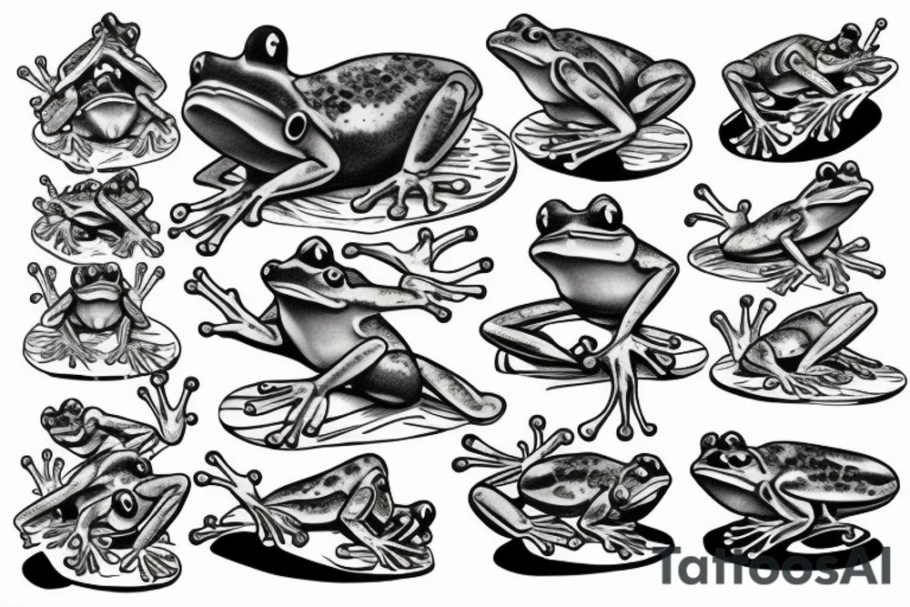 Frog surfing tattoo idea