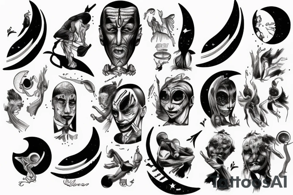 a man looking at the moon tattoo idea