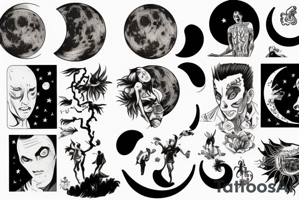 a man looking at the moon tattoo idea