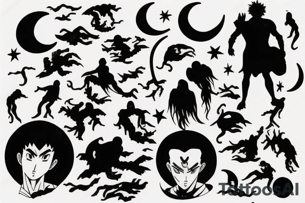 a silhouette of a man looking up the moon tattoo idea
