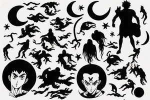 a silhouette of a man looking up the moon tattoo idea