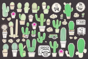 Van in the dessert with cactus tattoo idea