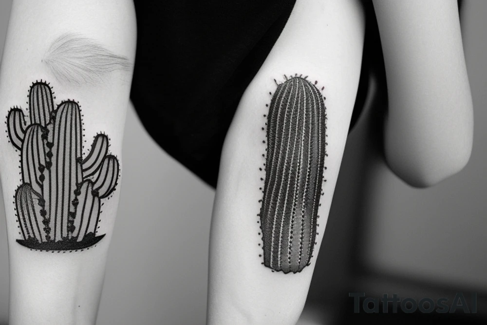 Van in the dessert with cactus tattoo idea